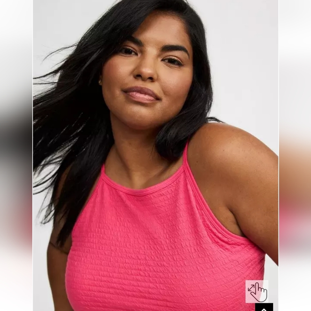 NWOT Torrid Pink Goddess High-Neck Crop Tank - Picture 3 of 5